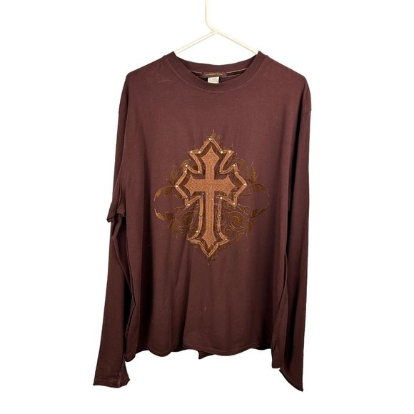 Johnny Max Mens Shirt Size Large Long Sleeve Christian Cross Faith Embroidered - Picture 4 of 12